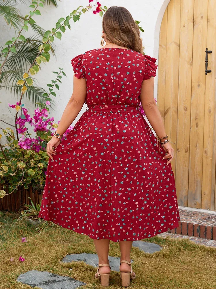 Kleid | Rotes Sommerkleid in Übergröße
