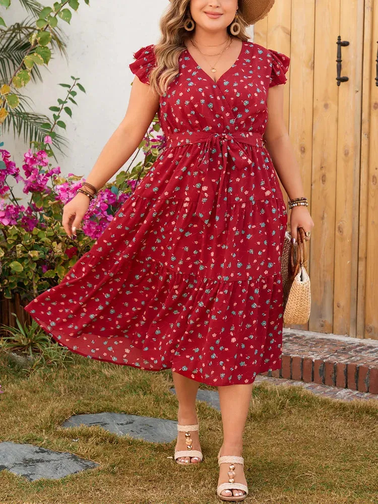 Kleid | Rotes Sommerkleid in Übergröße